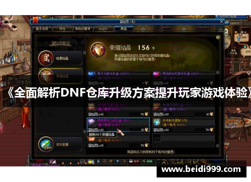 《全面解析DNF仓库升级方案提升玩家游戏体验》